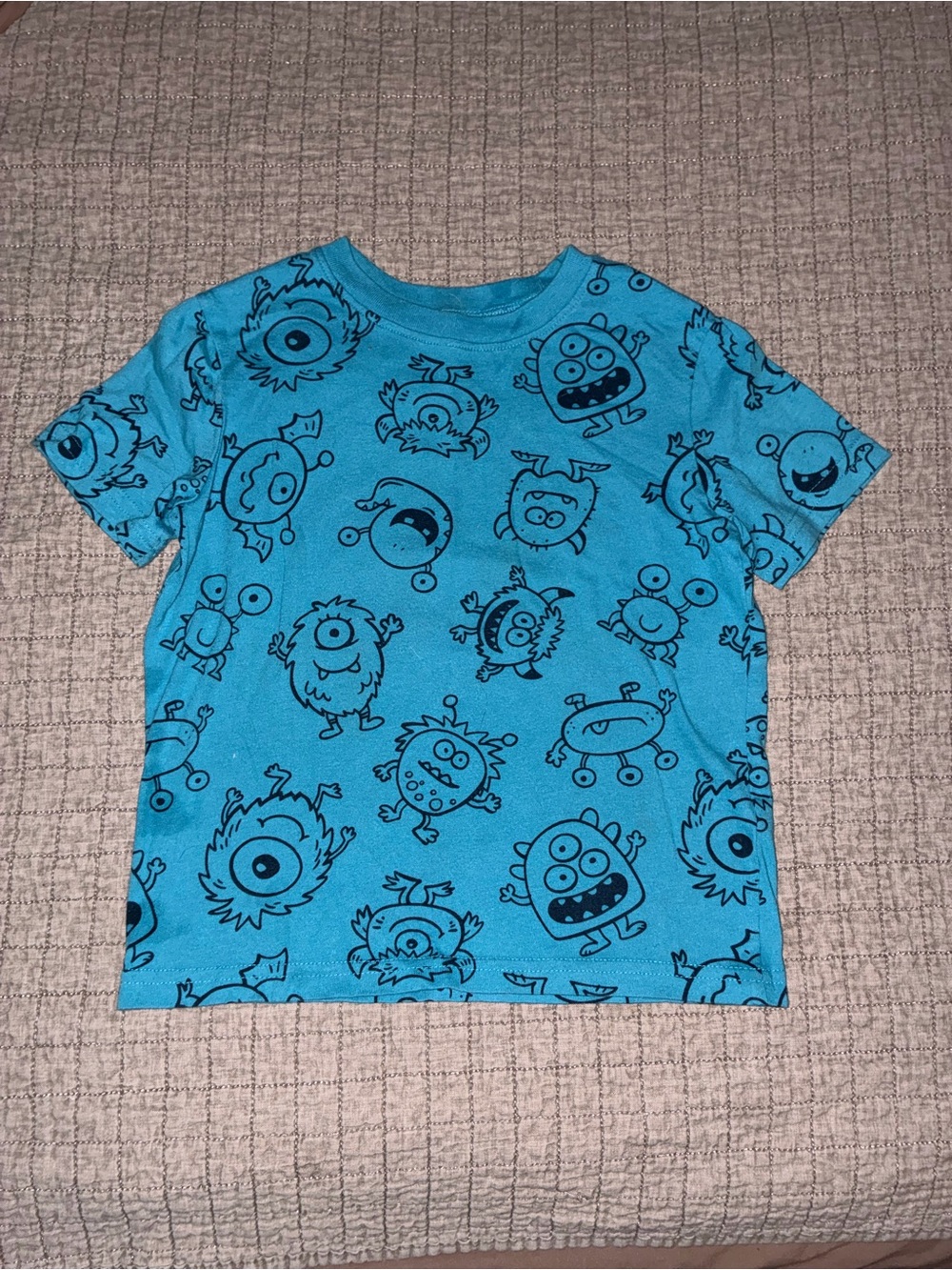 jumping beans Blue Monster Pattern Short Sleeve Tee